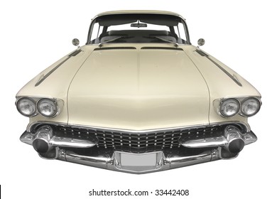 Classic American Car From The 50s Isolated On White Background