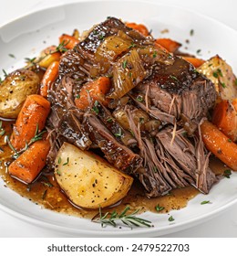 a Classic American Pot Roast potato roast with carrot  - Powered by Shutterstock