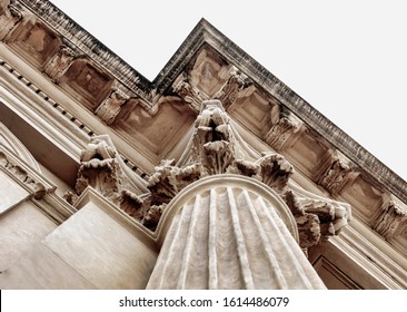 Classic Architectural Column Details Of A Historical Building.