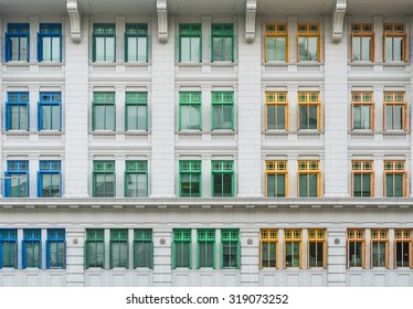 Classic architecture with colorful window pattern