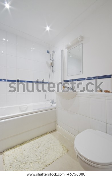 Classic Bathroom White Ceramic Floor Ceiling Stock Photo Edit Now