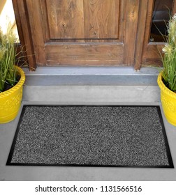 Classic Black Grey Welcome Door Mat With Black Border
