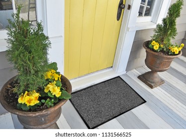 Classic Black Grey Welcome Door Mat With Black Border
