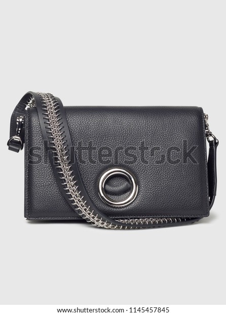 black sling bag with silver chain