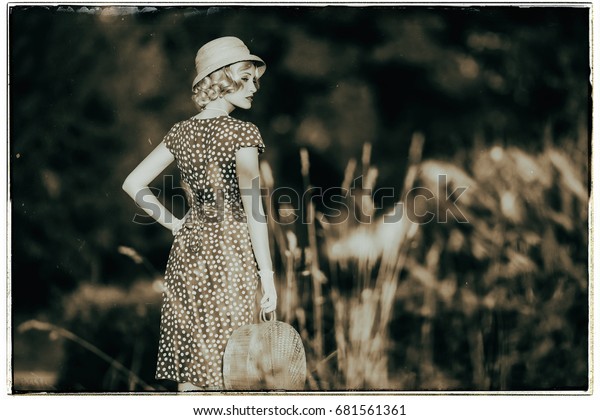 Classic Black White Photo 1930s Summer Stock Photo 681561361 