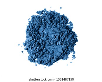 Classic Blue Makeup Swatch. Eyeshadow Texture, Face Powder Isolated On White Background