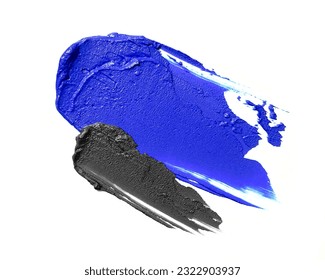 Classic blue smear smudge isolated on white background. Blue gray abstract paint swatch. స్టాక్ ఫోటో