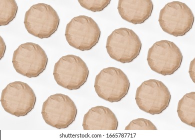 Classic Burgers set packed in the wrapping paper on white background. Top view. Hamburgers Mock up.High resolution photo.