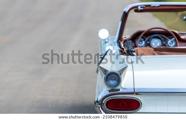 Classic car brake lights on vintage old car,\
Classic car background, Taillight and classic design, Vintage car\
wallpaper, Retro vehicle concept of old automotive restoration auto\
detailing.