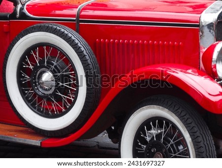 Classic Car close up with whitewall tyre