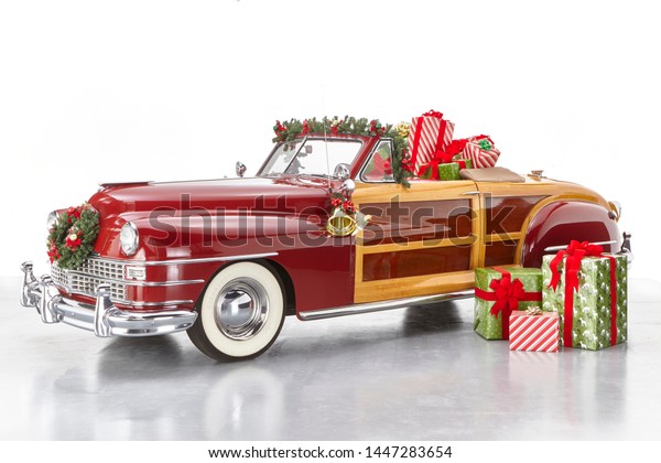 Classic Car Decorated Christmas Vintage Automobile Vintage