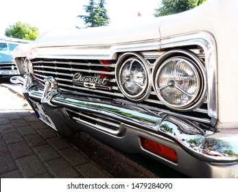Classic cars and details. Powerful American cars. Retro and old-style designs. Stylish details and bright textures. Open-air fair of classic cars. Kırklareli city center, Turkey, July 20, 2019. - Shutterstock ID 1479284090