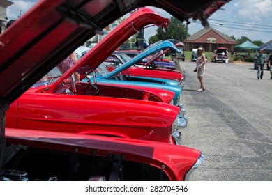 Classic Cars In A Line At A Classic Car Show In Prattville, AL On May 30, 2015