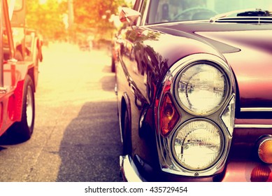Classic cars in a row - vintage retro color effect style - Shutterstock ID 435729454
