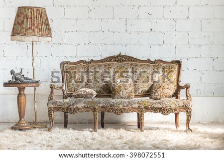 classic chair style in vintage room with white wall