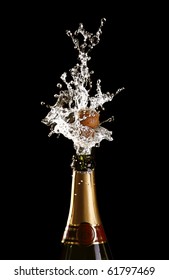 Classic Champagne Bottle With Popping Cork Background