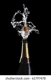 Classic Champagne Bottle With Popping Cork Background