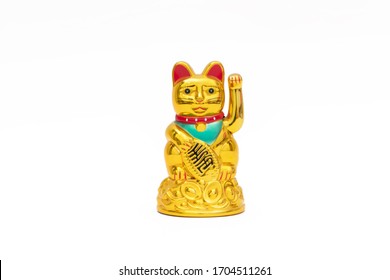 Classic Chinese Lucky Cat On White Background