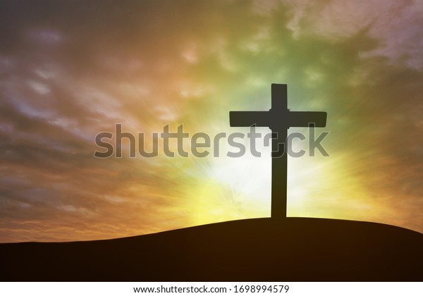 Classic Christian Cross On Sunset Background Stock Photo (Edit Now ...