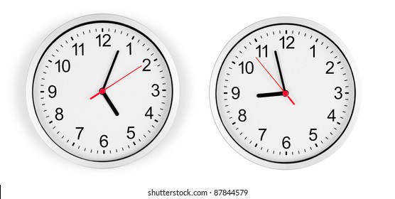 Classic clock on wall isolated with clipping path included