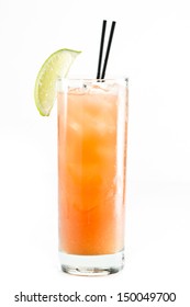 Classic Cocktail, Madras, Vodka Cranberry And Orange Juice Isolated On A White Background