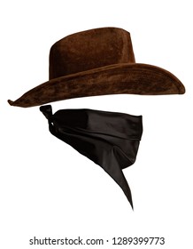 Classic Cowboy Hat And Bandanna Pattern With Empty Space To Insert Face Side View