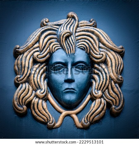 A classic depiction of the head of Medusa the Gorgon from ancient mythology located in Instanbul, Turkey.