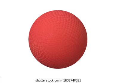 A classic dodgeball isolated on white shows the crosshatch patterns used for grips. - Shutterstock ID 1832749825