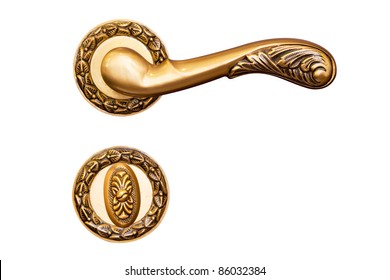classic door handle with lock isolated on white