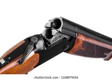 Classic Double-barrell Smooth-bore Hunting Rifle Isolated On White Background 