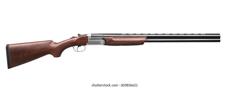 Classic Double-barrell Smooth-bore Hunting Rifle Isolated On White Background 