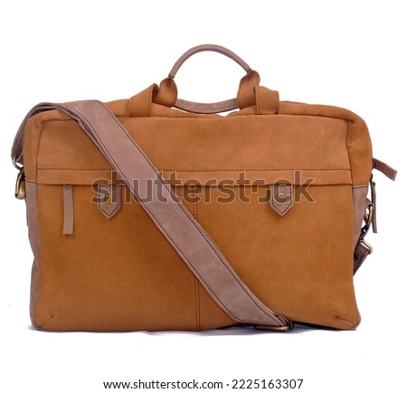 Classic elegant handmade leather lightbrown messenger bag