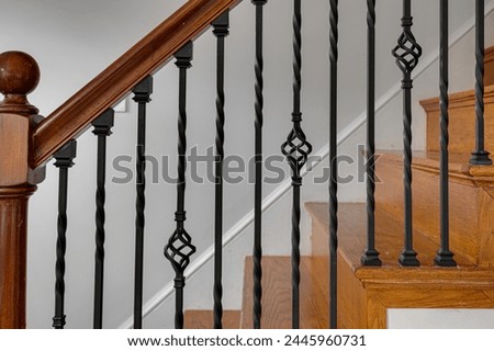 Similar – Image, Stock Photo Wooden staircase in a modern home interior