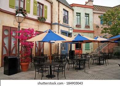 Classic Empty European Street Cafe