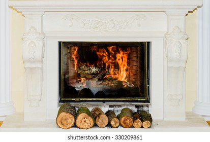 Modern Stone Fireplace Stock Photos Images Photography
