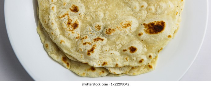 Classic Flour Tortilla White Plate White Background