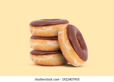 Classic freshly baked Chocolate donut isolated on white background