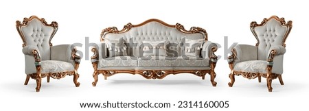 Classic furniture set isolated on white background