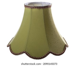 classic gallery bell shaped tapered sage green lampshade on a white background isolated close up shot