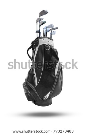 Classic Golf Bag and Golf Club isolated on white background.