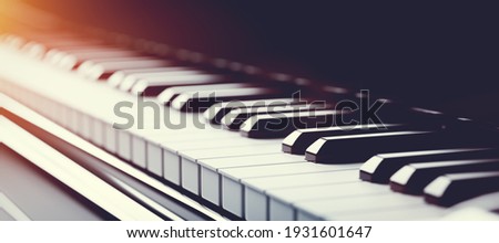 Classic grand piano keyboard close-up