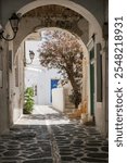 classic Greek alley on Paros Greece