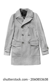 Classic Grey Wool Coat Isolated Over White