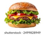 Classic hamburger stock photo, isolated in white