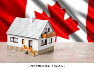 Classic House Against Canada Flag Background