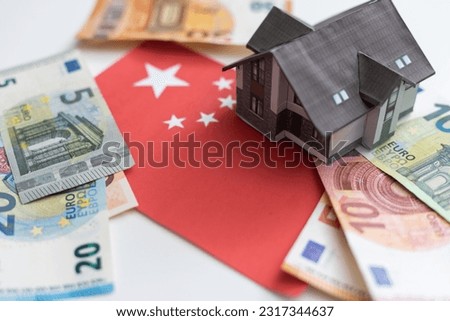 classic house against Chinese flag background