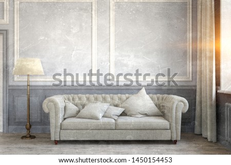 Classic interior of a room with sofa