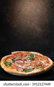 Classic Italian Pizza On A Dark Background