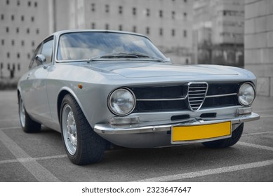 A classic Italian silver car