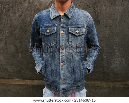 Classic jeans texture, close-up. Blue denim jacket, jeans  